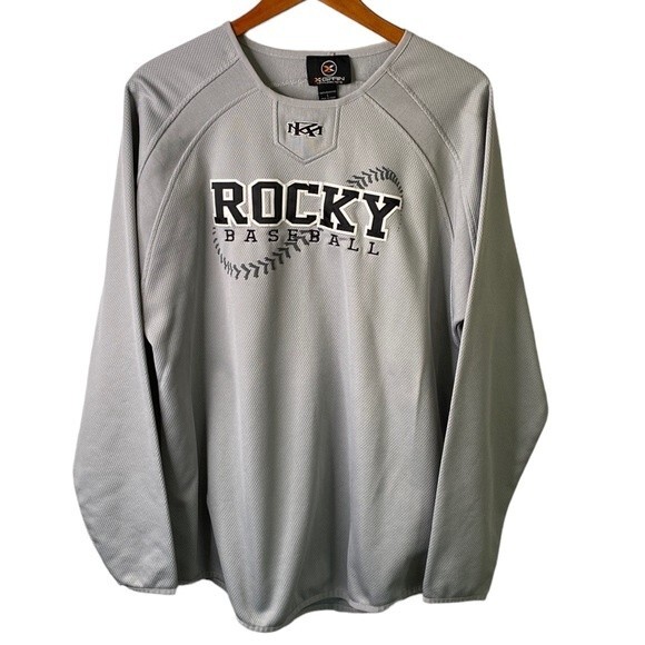 X-Grain Sportswear Rockies Baseball Jersey Pullover Crew Neck Long Sleeves Gray - Picture 1 of 12